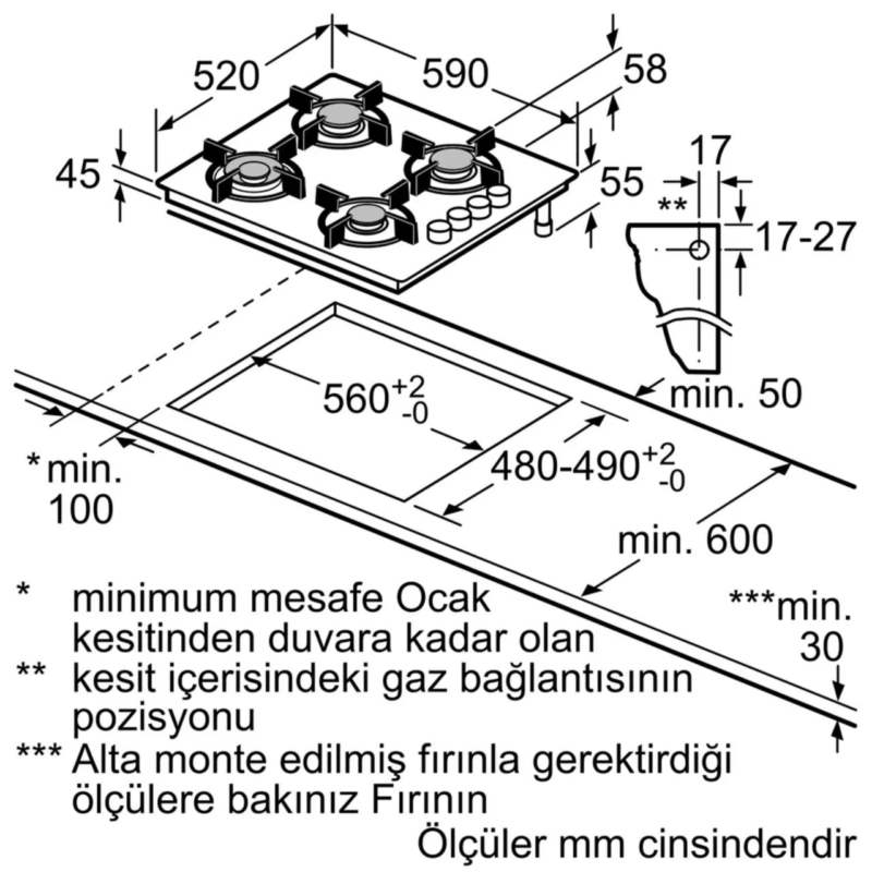 EKONOMİK Siyah Ankastre Set 1 HB214FBS1+EO6C6PO110+LC63KPJ60T