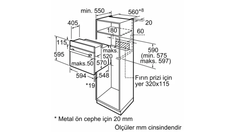 HB234FEH2T  iQ300 Ankastre Fırın 60 x 60 cm