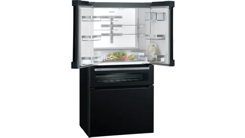 KF96RSBEA iQ700 French Door Bottom Mount Refrigerator, Glass door 183 x 90.5 cm Siyah