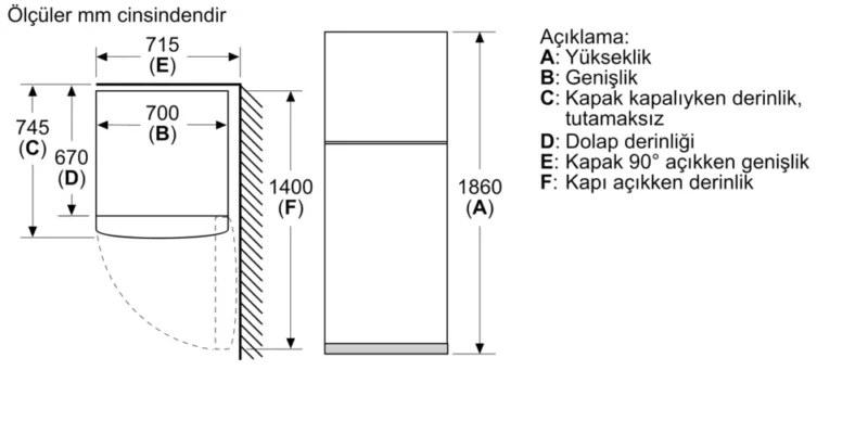 KD55NNLE0N iQ300 Üstten Donduruculu Buzdolabı 186 x 70 cm Inox görünümlü, Total noFrost