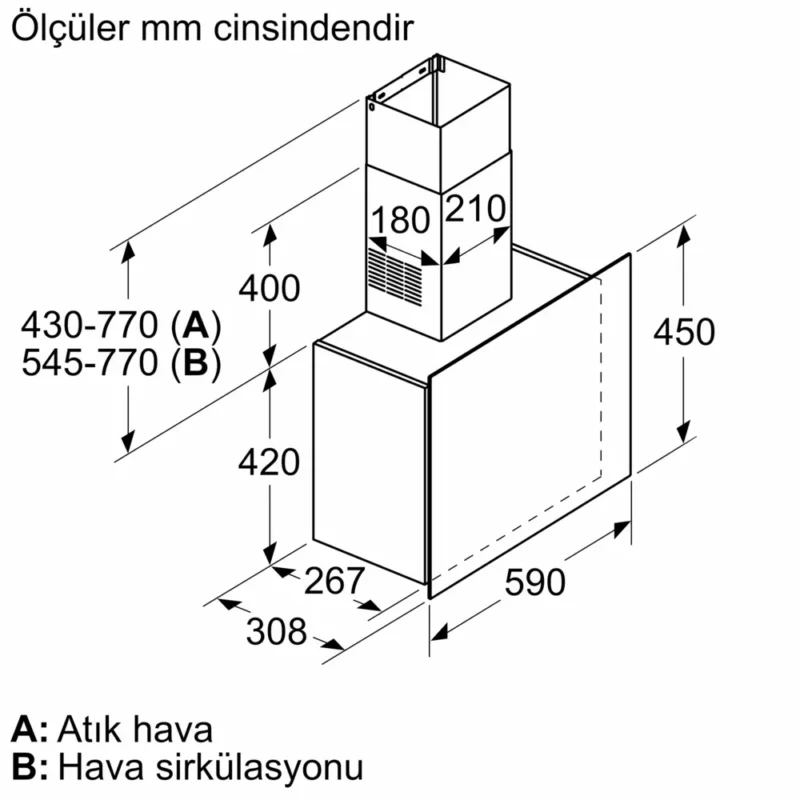 LC65FCJ20T iQ300 Duvar Tipi Davlumbaz 60 cm Beyaz Cam Yüzey, Beyaz