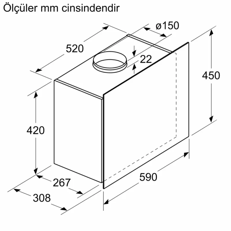 LC65FCJ20T iQ300 Duvar Tipi Davlumbaz 60 cm Beyaz Cam Yüzey, Beyaz