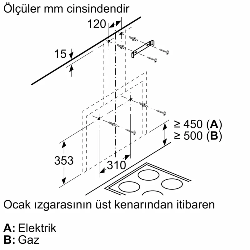 LC65FCJ20T iQ300 Duvar Tipi Davlumbaz 60 cm Beyaz Cam Yüzey, Beyaz