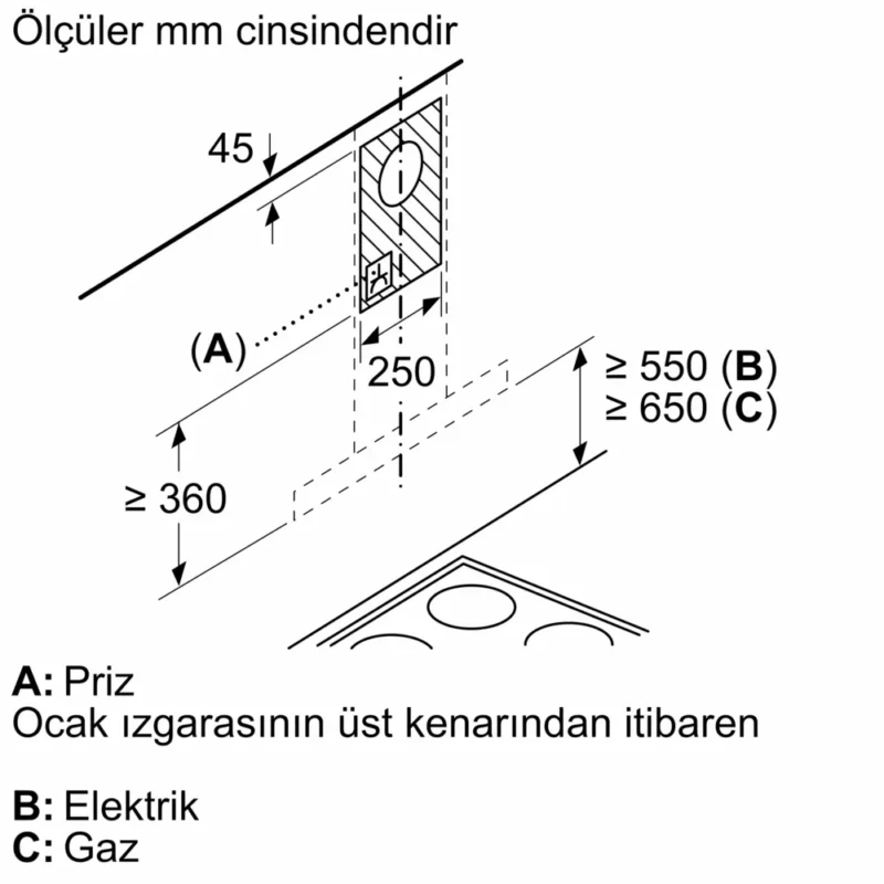 LC67BBK00T iQ300 Duvar Tipi Davlumbaz 60 cm Magnet silver