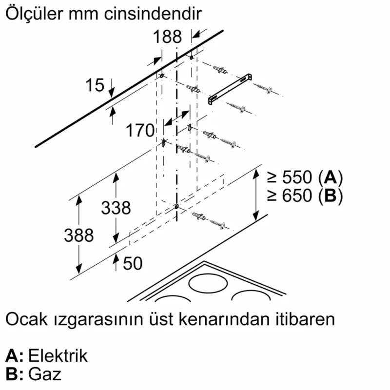 LC67BBK00T iQ300 Duvar Tipi Davlumbaz 60 cm Magnet silver
