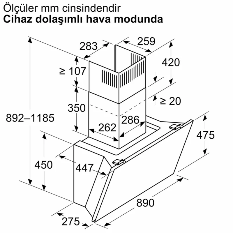 LC91KLT60 iQ700 Duvar Tipi Davlumbaz 90 cm Siyah Cam, Siyah