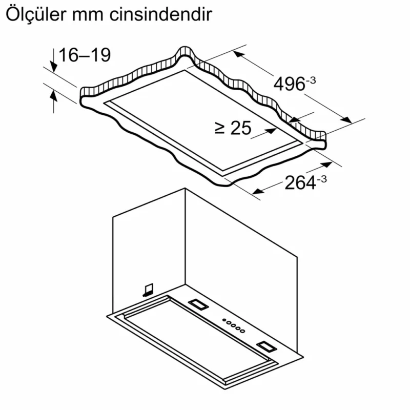 LB56NAC50 iQ500 Gömme Aspiratör 52 cm Paslanmaz çelik