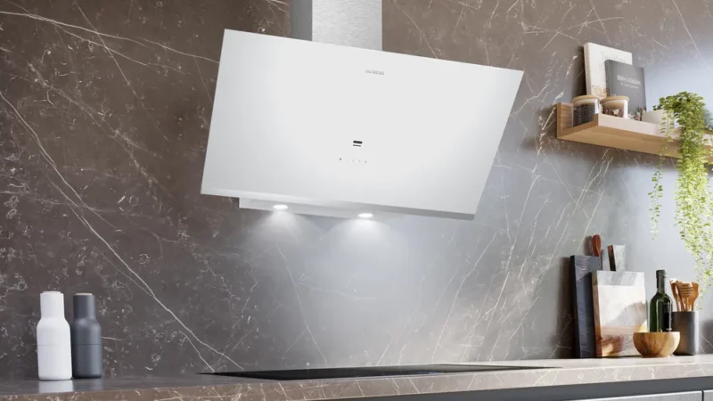 LC97KPJ20T iQ500 Duvar Tipi Davlumbaz 90 cm Beyaz Cam Yüzey, Beyaz