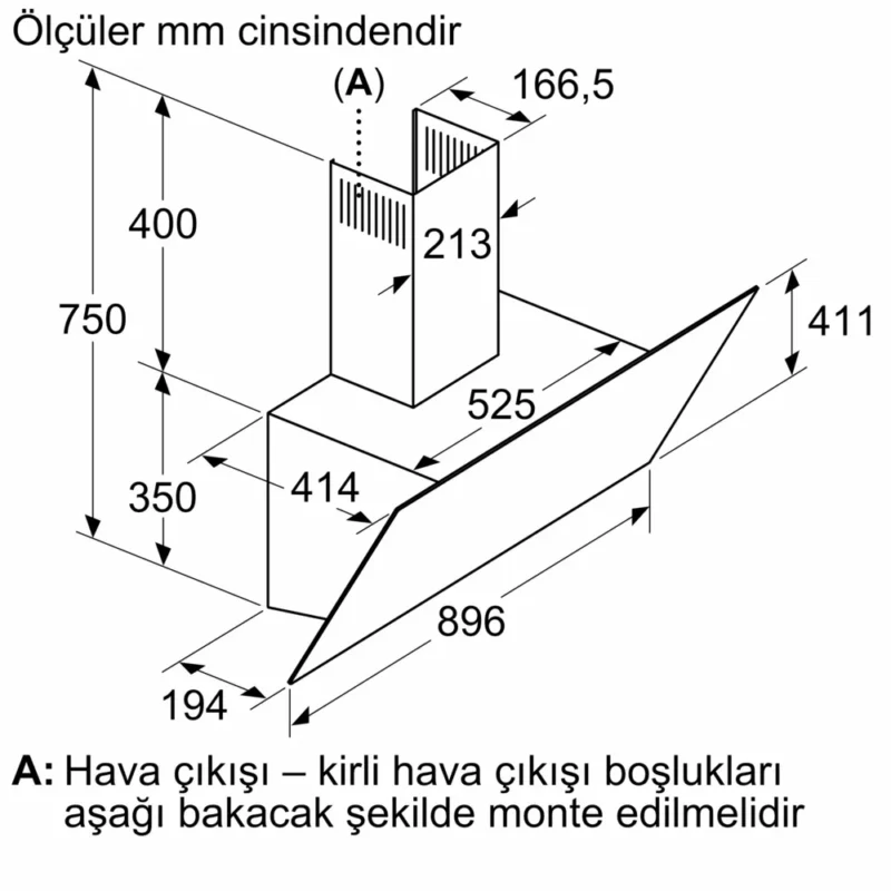 LC97KPJ70T iQ500 Duvar Tipi Davlumbaz 90 cm , Gri