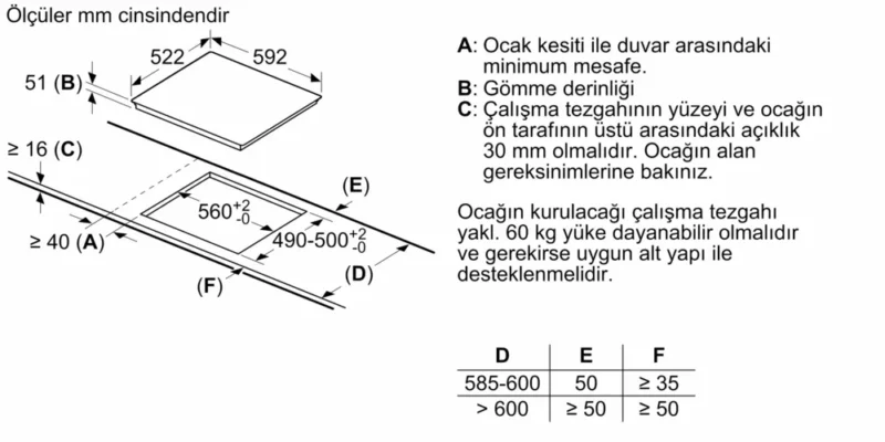 EU611AGA5E iQ100 İndüksiyonlu Ocak 60 cm Çerçevesiz Yüzey