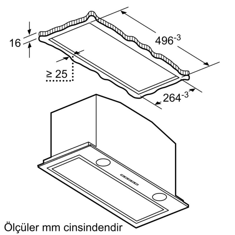 LB57574 iQ500 Gömme Aspiratör 52 cm Paslanmaz çelik