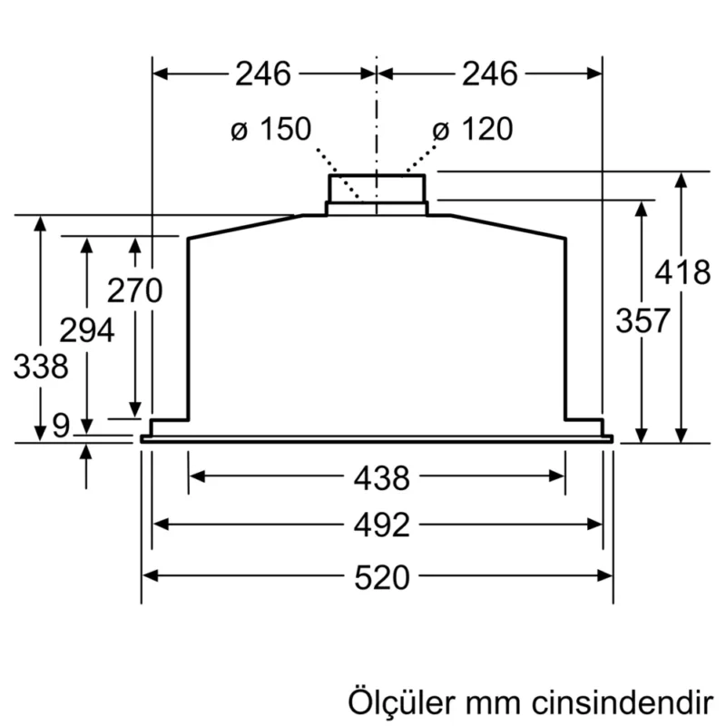LB57574 iQ500 Gömme Aspiratör 52 cm Paslanmaz çelik