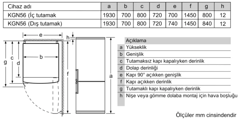 KG56NLBE0N iQ500 Alttan Donduruculu Buzdolabı 193 x 70 cm Siyah, Total noFrost