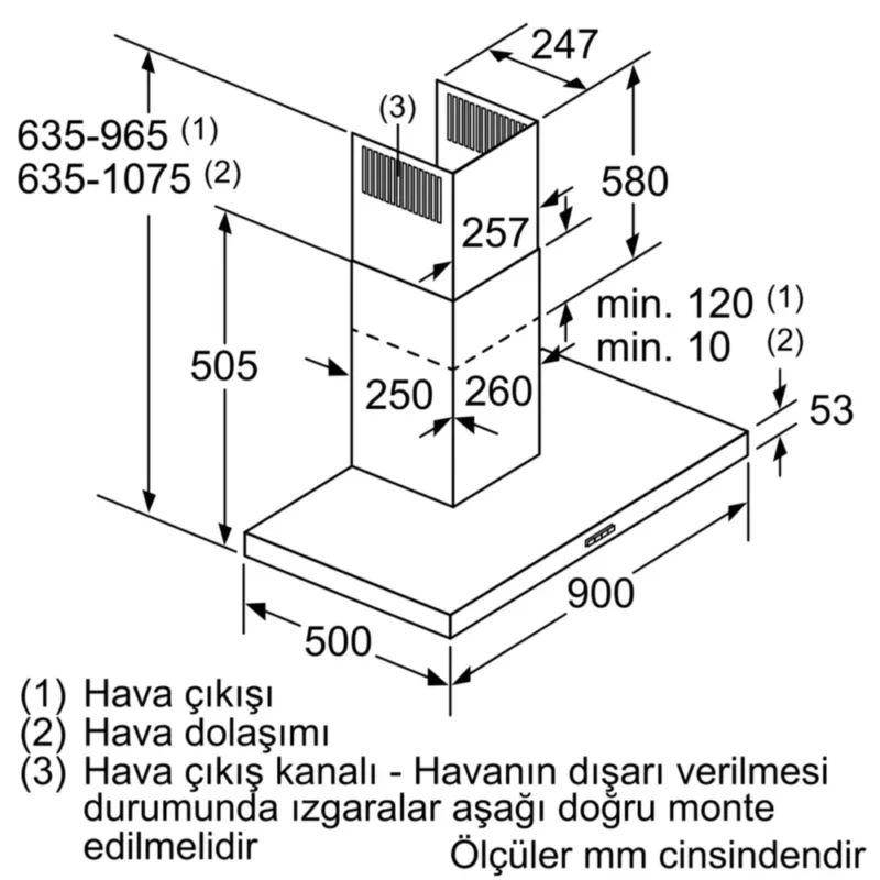 LC97BBM50T iQ300 Duvar Tipi Davlumbaz 90 cm Paslanmaz çelik