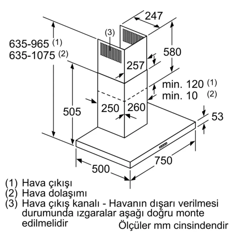 LC77BHM50 iQ300 Duvar Tipi Davlumbaz 75 cm Paslanmaz çelik