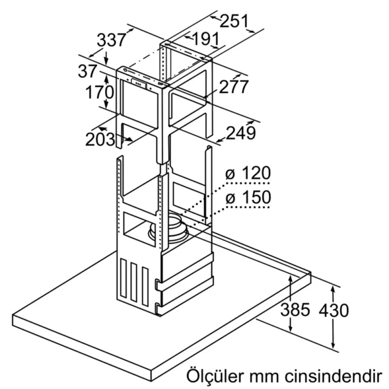 LF97BBM50 iQ300 Ada Tipi Davlumbaz 90 cm Paslanmaz çelik