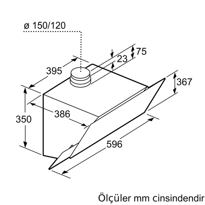 LC68KAK20T iQ500 Duvar Tipi Davlumbaz 60 cm Beyaz Cam Yüzey, Beyaz