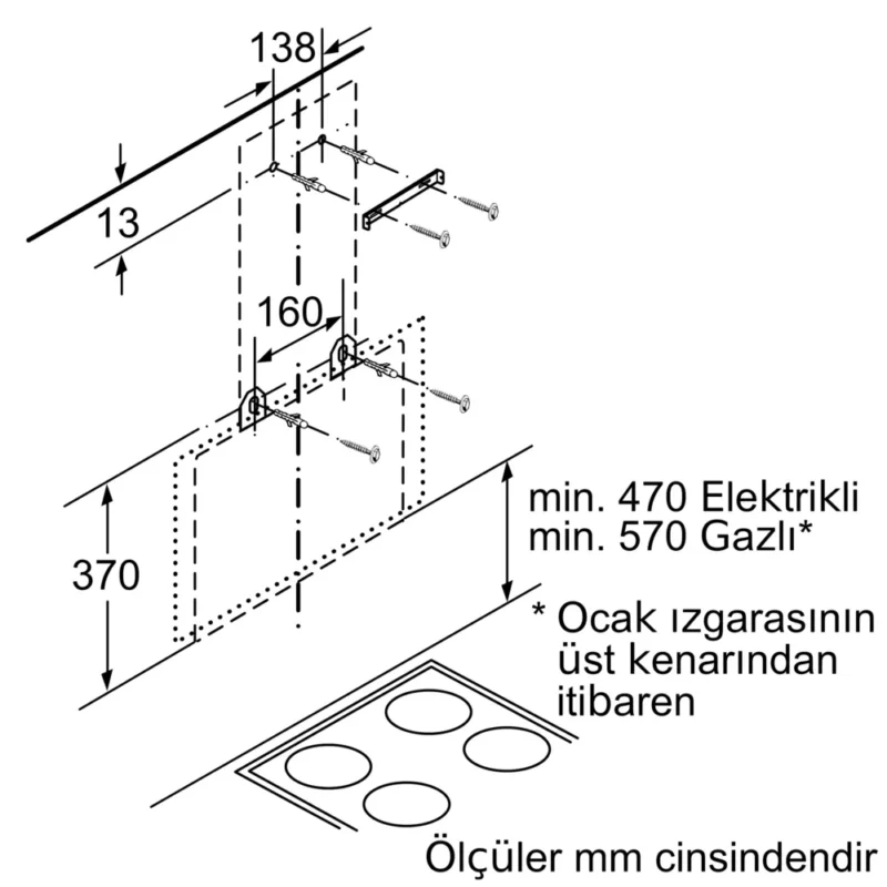 LC68KAK20T iQ500 Duvar Tipi Davlumbaz 60 cm Beyaz Cam Yüzey, Beyaz
