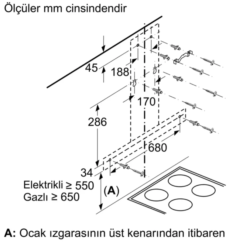 LC65BBC50T iQ100 Duvar Tipi Davlumbaz 60 cm Paslanmaz çelik