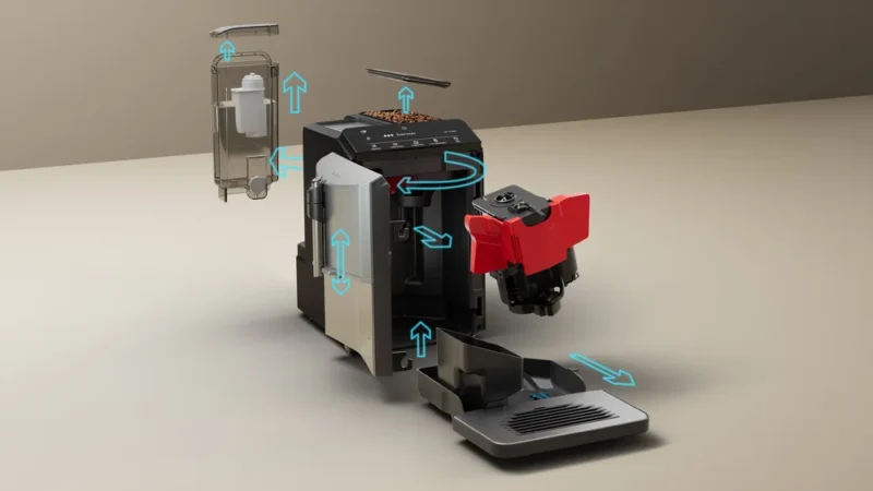 TF303E07 Tam Otomatik Kahve Makinesi EQ300 Metalik inoks gümüş, Su Tankı